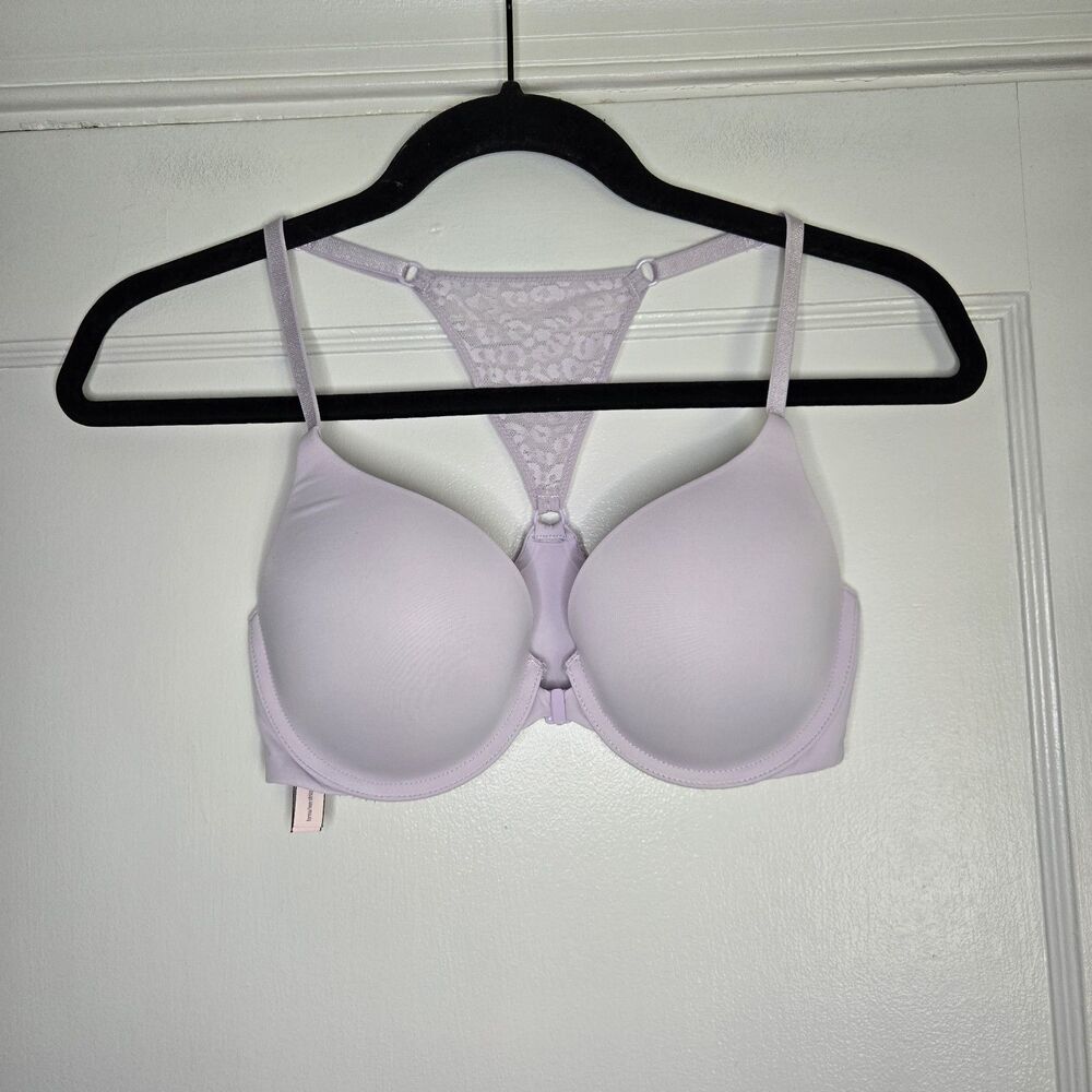 Victoria Secret Lavender Push Up T Shirt Bra 32D Lace Underwire